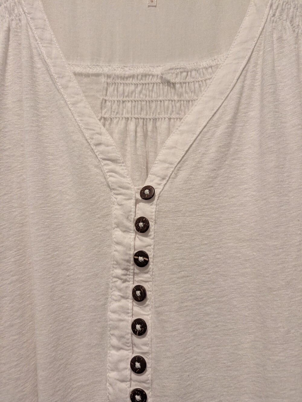 Free People White Button-Down V-Neck Euro Summer Coastal Tunic Top - Picture 5 of 7